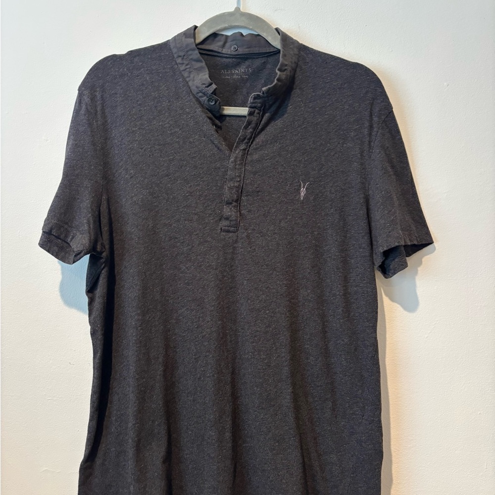 All Saints Charcoal Casual Button Down Shirt
